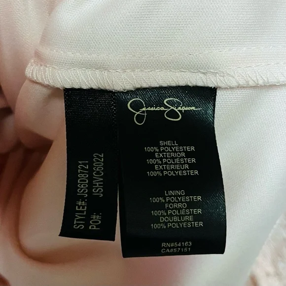 Jessica Simpson Lace Midi Dress Size 8 Blush Pink Scalloped Chain Collar Belted - Picture 16 of 16